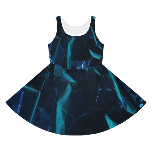 Azul Metalizado - Vestido de Verano Niña Sin Mangas Inovax