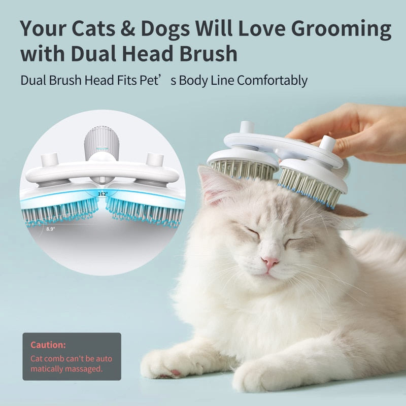 Brosse pour animaux de compagnie, Double tête, Ion négatif, un bouton, autonettoyante, épilation pour chiens et chats, produits pour animaux de compagnie