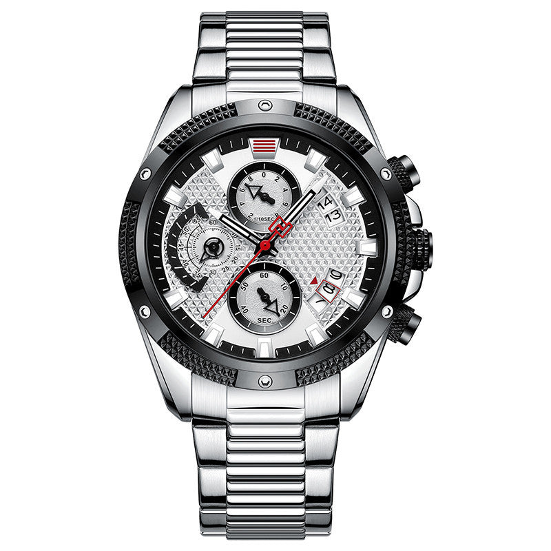 Men's Fashion Sports Waterproof Multifunctional Large Dial Quartz Watch