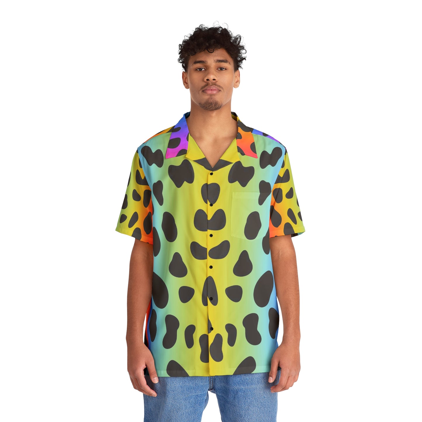 Jaguar colorido - Camisa hawaiana para hombre Inovax