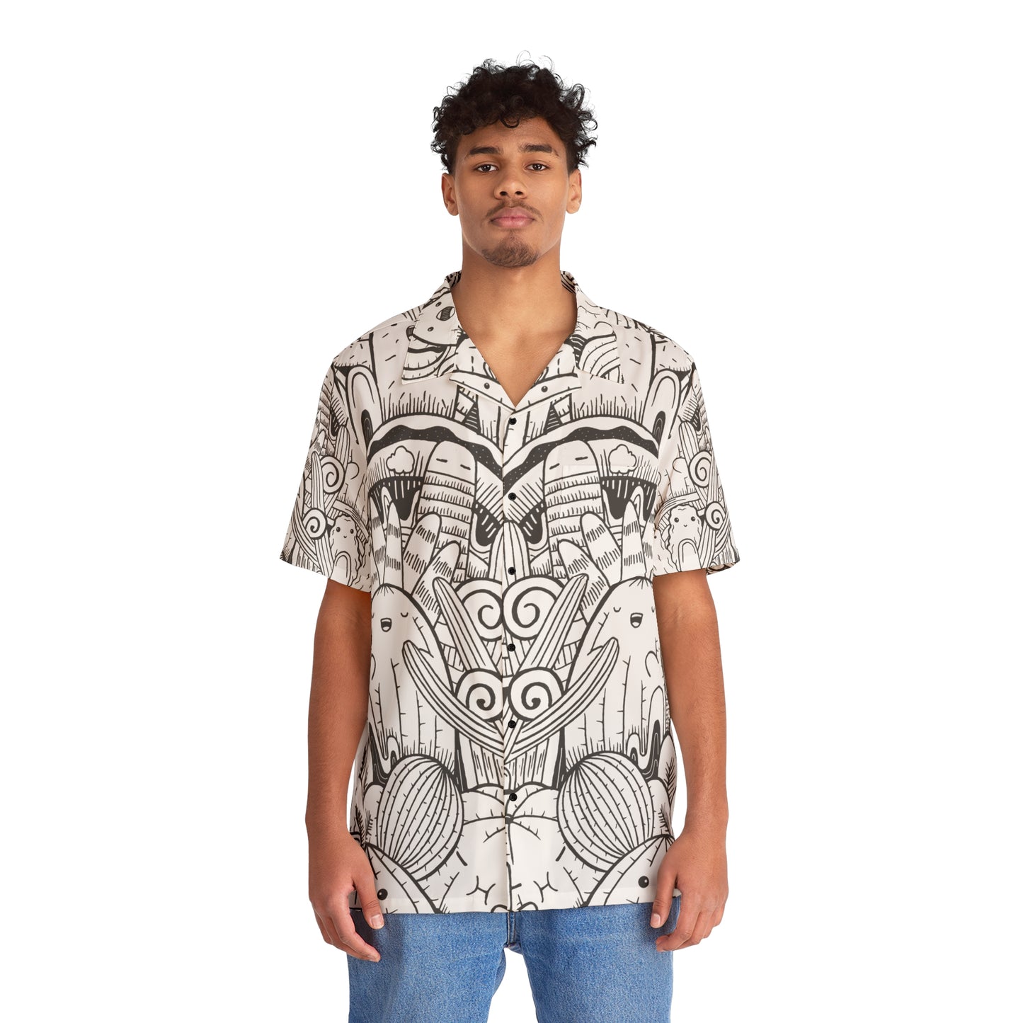 Doodle Cactus - Chemise hawaïenne pour hommes Inovax