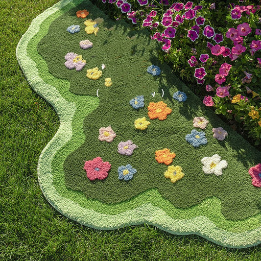 Alfombra para sala de estar, alfombra de plantas y flores para dormitorio, alfombra suave para pasillo, alfombrilla para el suelo, felpudo estético, decoración artística para el hogar