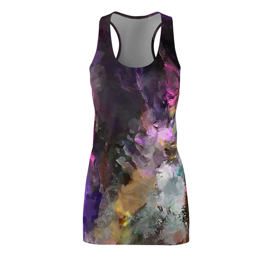 Pintura morada - Vestido con espalda cruzada cortado y cosido para mujer Inovax