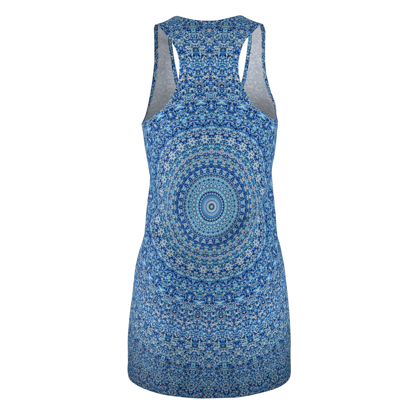 Blue Mandala - Vestido con espalda cruzada cortado y cosido para mujer Inovax