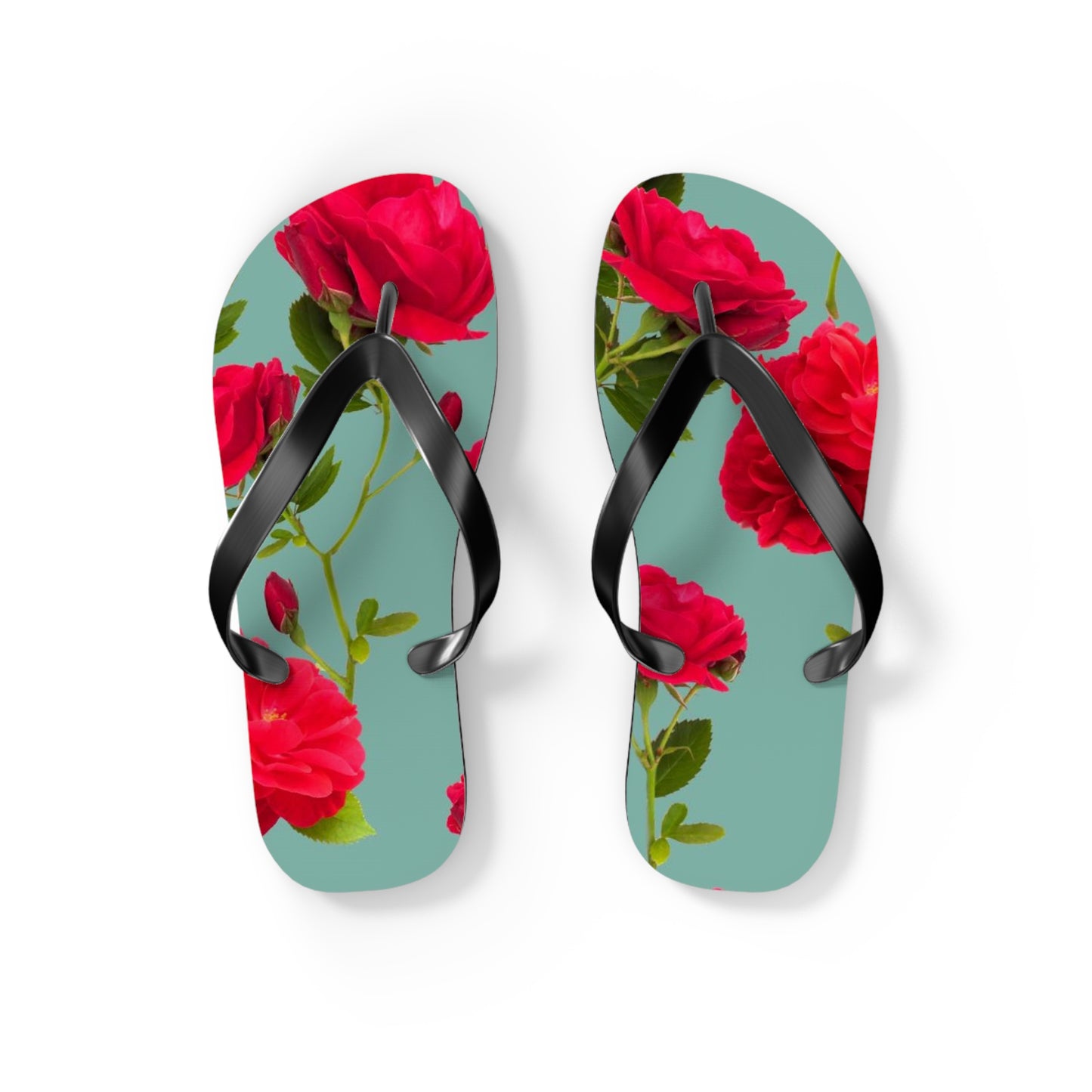 Red Flowers and blue - Inovax Flip Flops