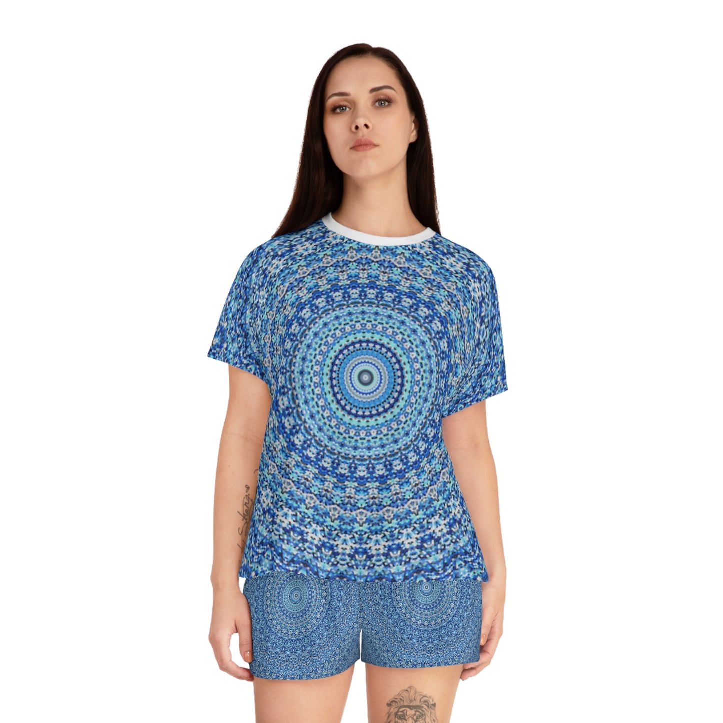 Blue Mandala - Conjunto de pijama corto para mujer Inovax