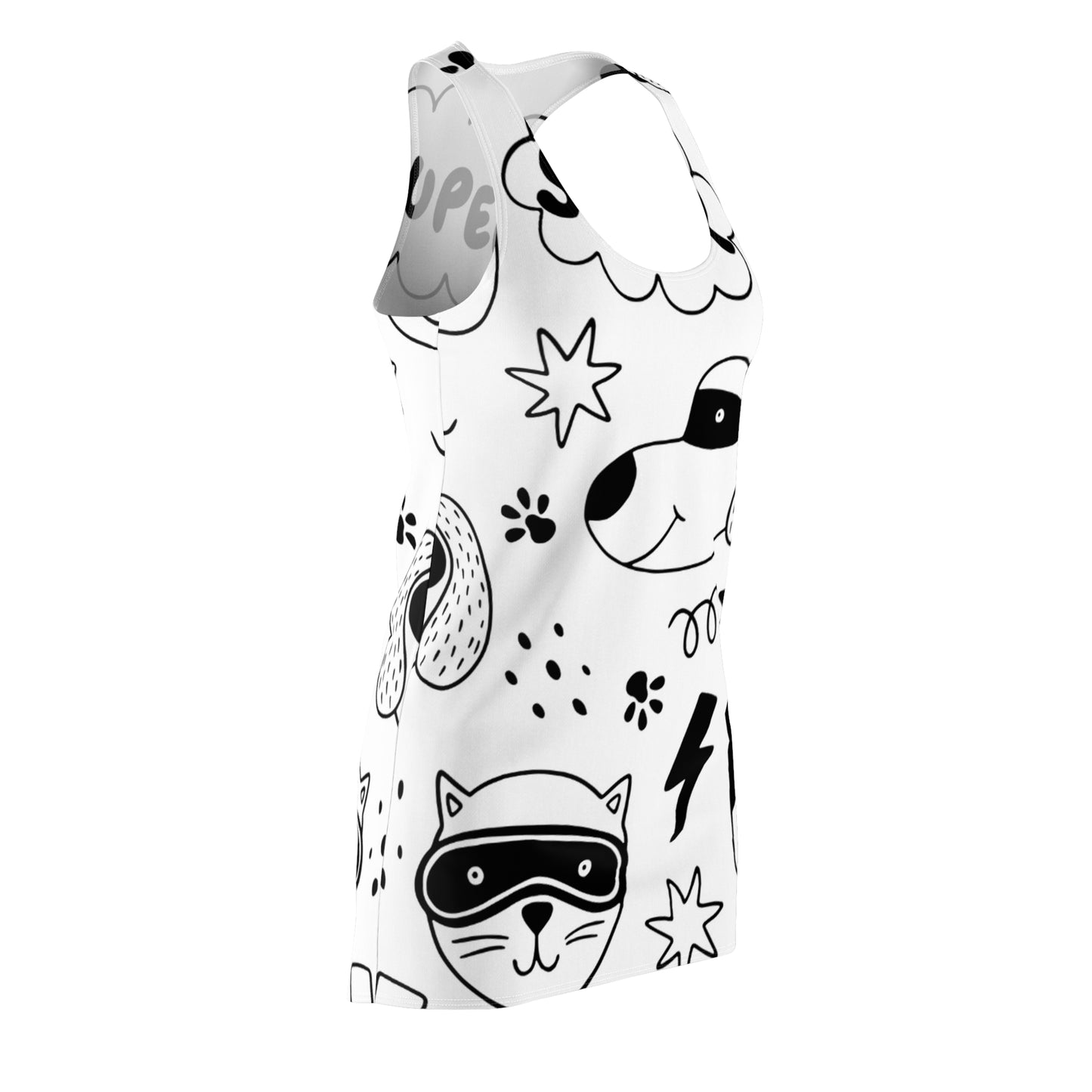 Doodle Dogs &amp; Cats - Vestido con espalda cruzada cortado y cosido para mujer Inovax