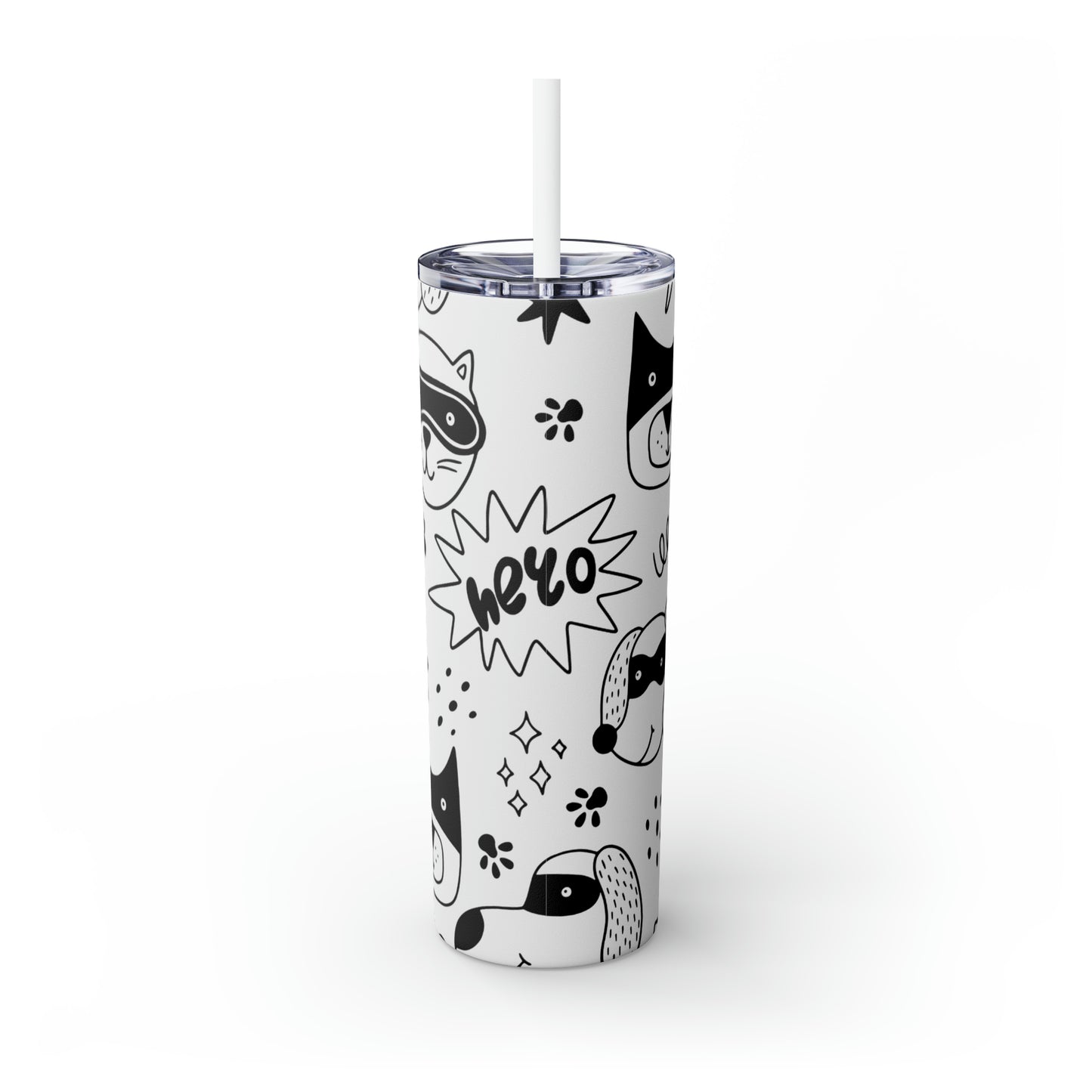 Doodle Dogs & Cats - Inovax Maars® Skinny Tumbler with Straw 20oz