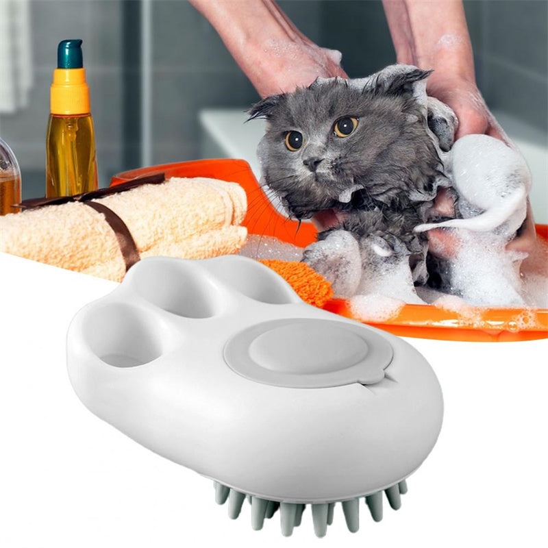 Cepillo de baño duradero con forma de pata de gato, espuma fina, ahorro de mano de obra, forma de dibujos animados, cepillo para el cuidado del cabello para mascotas, perro, gato, peine reutilizable para el pelo de perro, productos para mascotas