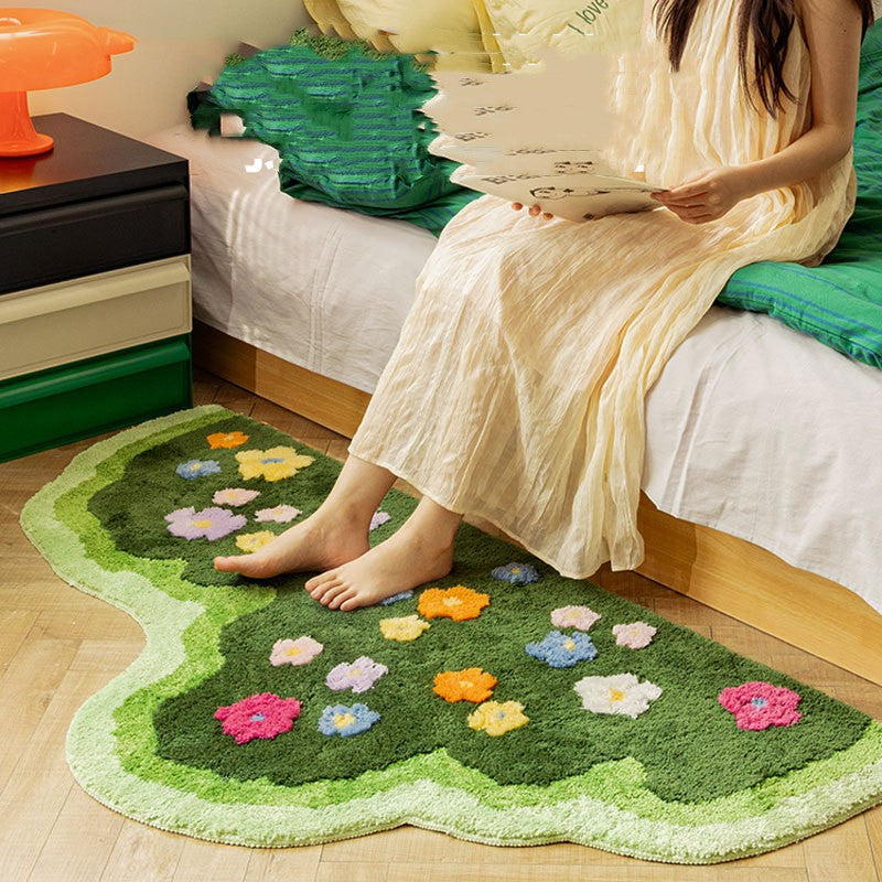 Tapis de salon avec plantes et fleurs, pour chambre à coucher, doux, pour couloir, paillasson esthétique, décoration artistique pour la maison