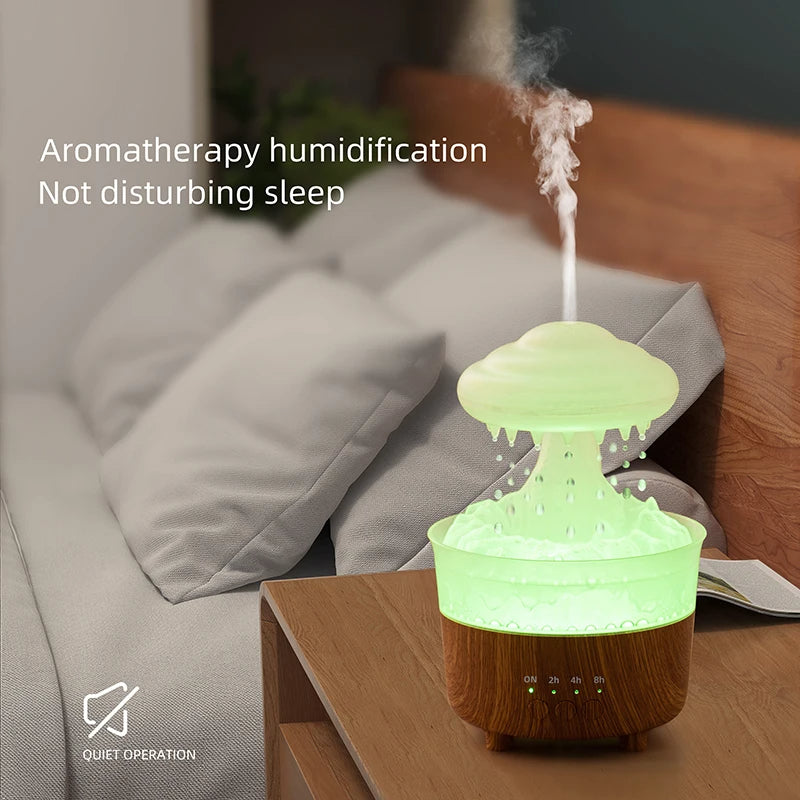 Humidificador de luz nocturna con nube de lluvia, con sonido de gota de agua de lluvia y luz Led de 7 colores, difusor de aceites esenciales para aromaterapia, 2023