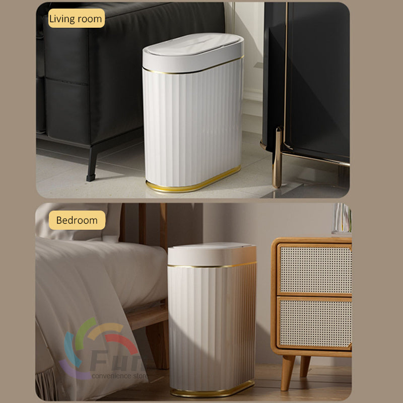 Poubelle intelligente avec couvercle pour chambre à coucher et salon, boîte de rangement de cuisine, poubelle à induction, petite boîte de voiture, poubelle intelligente automatique Smart Trash Bin