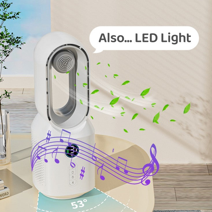 2023 New Multi-functional Bladeless Fan Bluetooth Speaker LED Night Light For Home Room Decoration