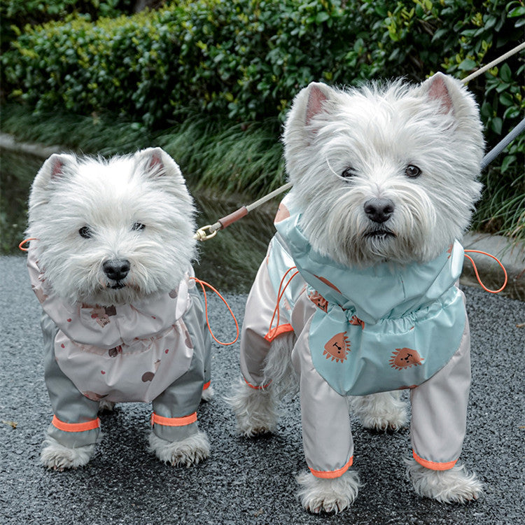 Pet Four-legged Raincoat Full Package With Reflective Waterproof And Windproof