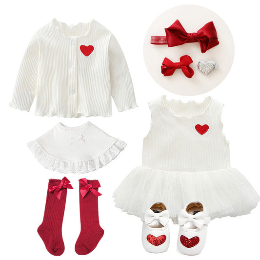 Costume de nouveau-né de vêtements de bébé de petite fille douce et mignonne de style occidental