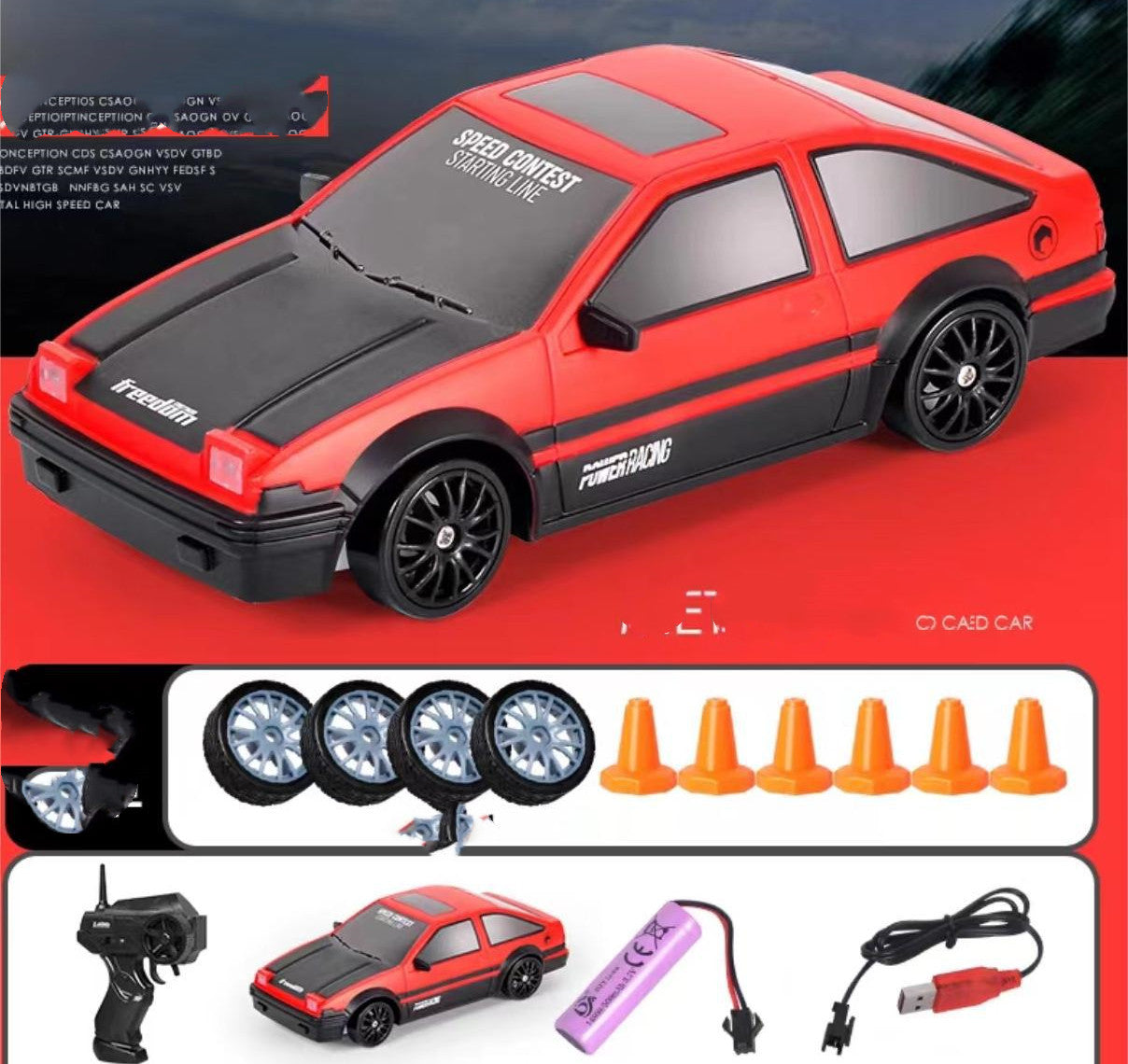 2,4G Drift Rc Car 4WD RC Drift Car Toy Control remoto GTR modelo AE86 vehículo RC coche de carreras juguete para niños regalos de navidad