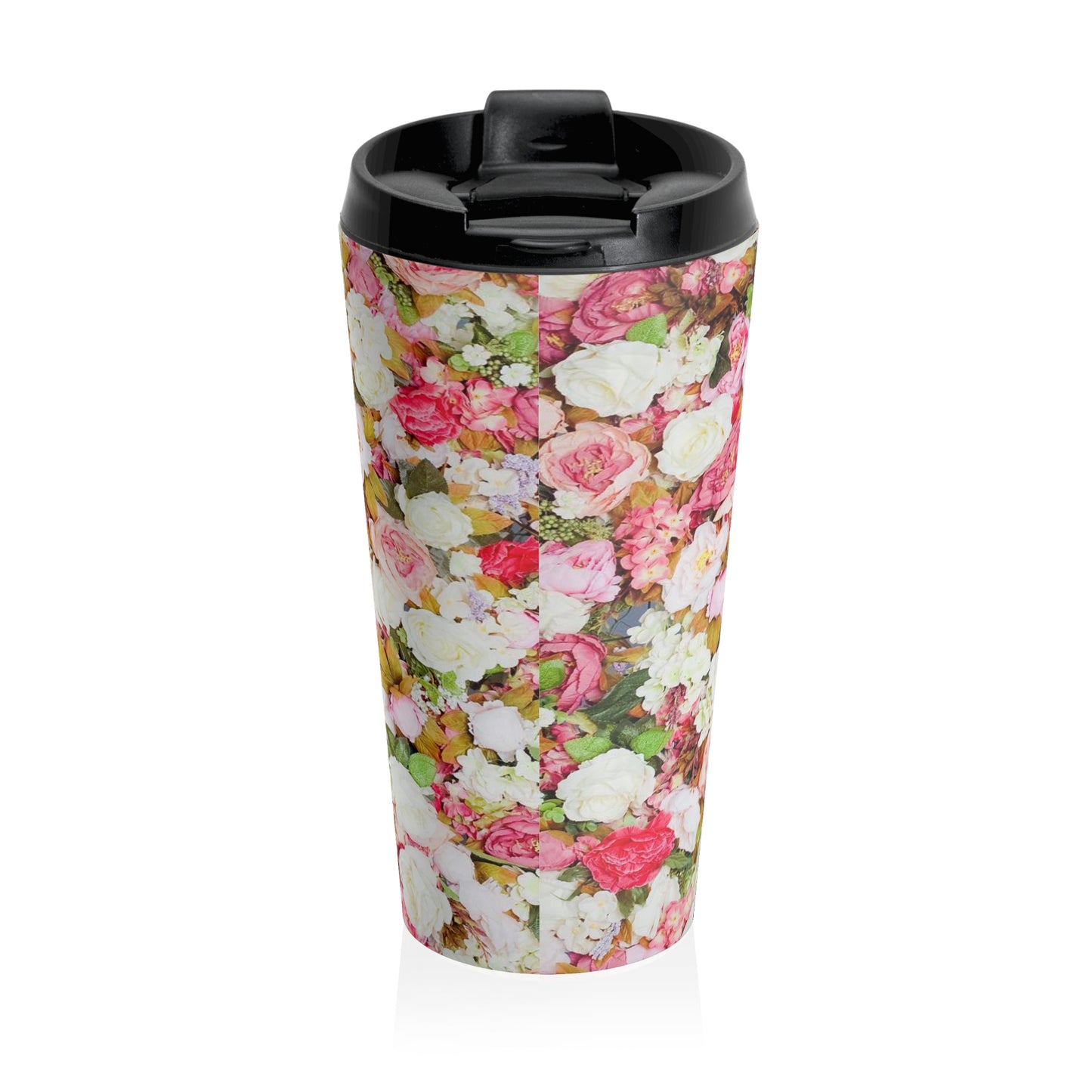 Fleurs roses - Tasse de voyage en acier inoxydable Inovax