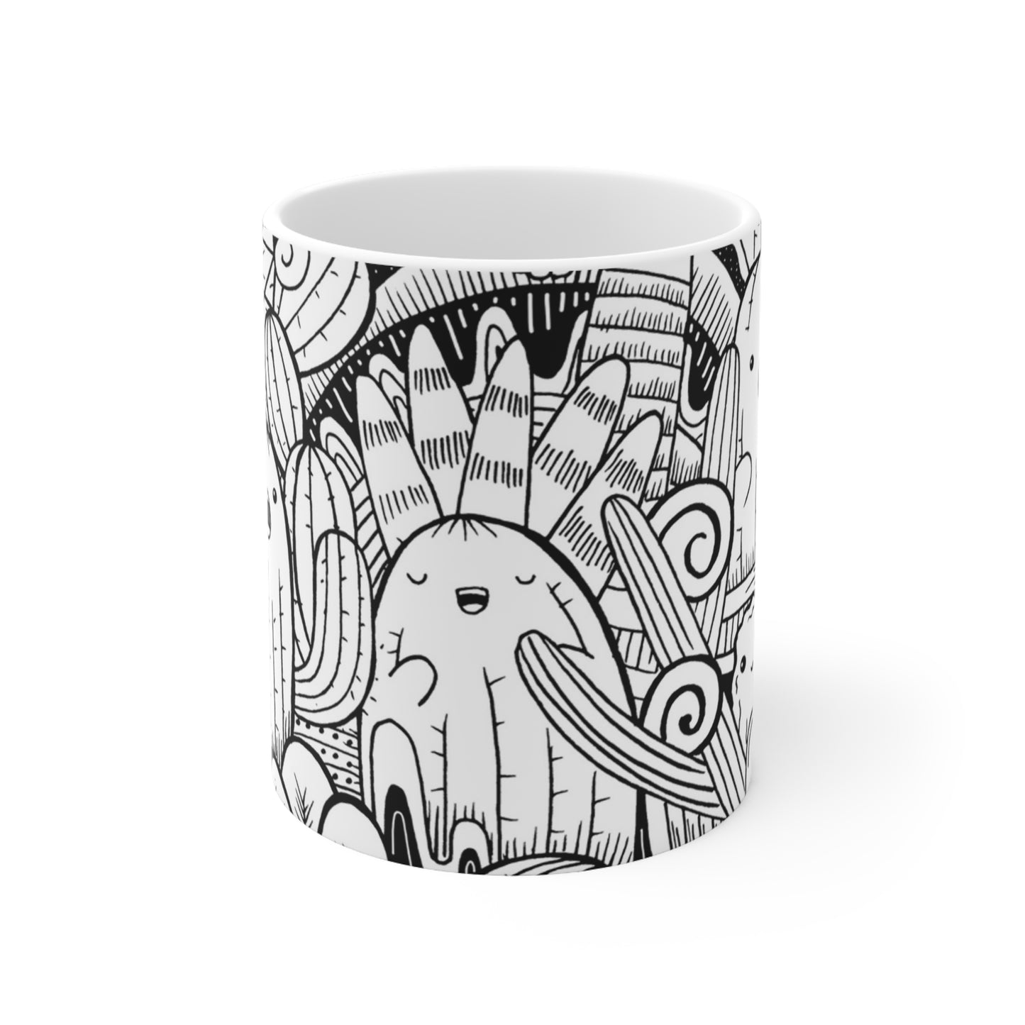 Doodle Cactus - Taza de cerámica Inovax 11oz