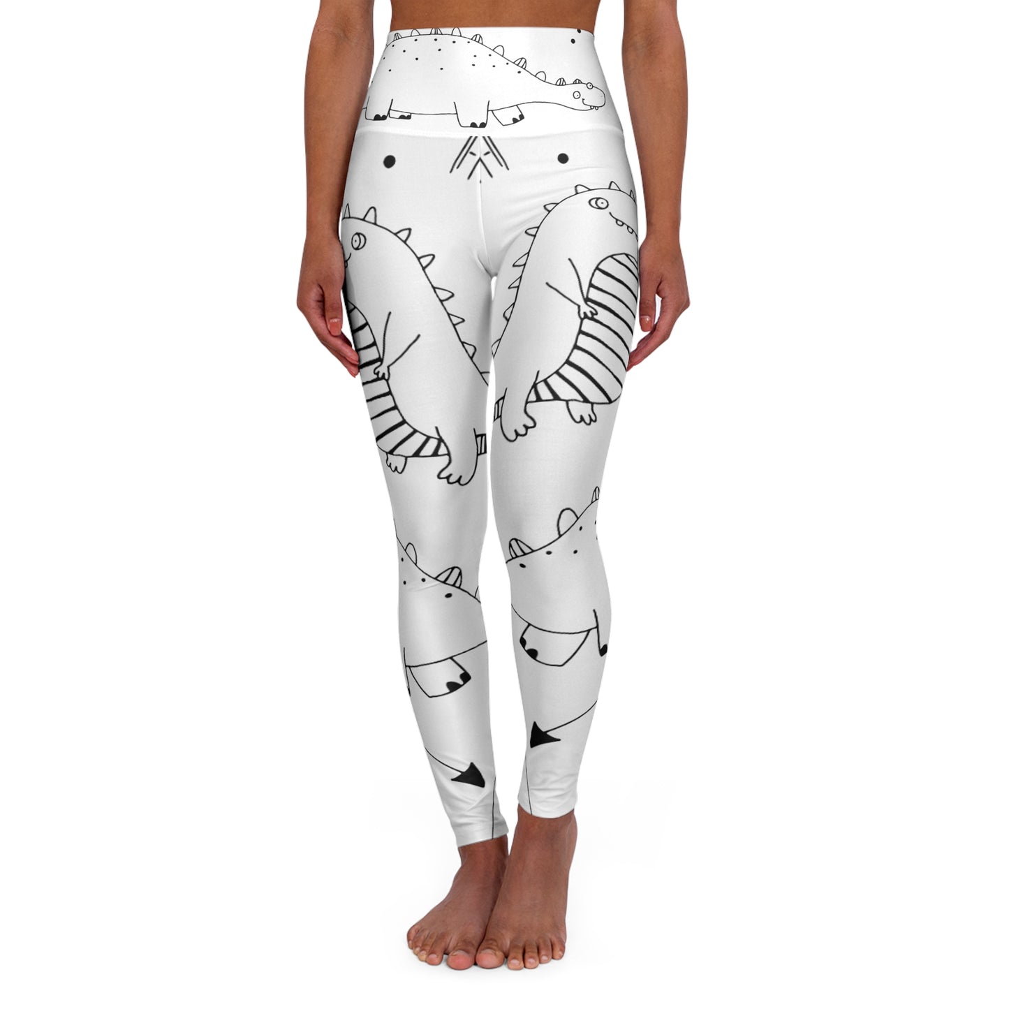 Doodle Dinosours - Leggings de yoga de cintura alta Inovax