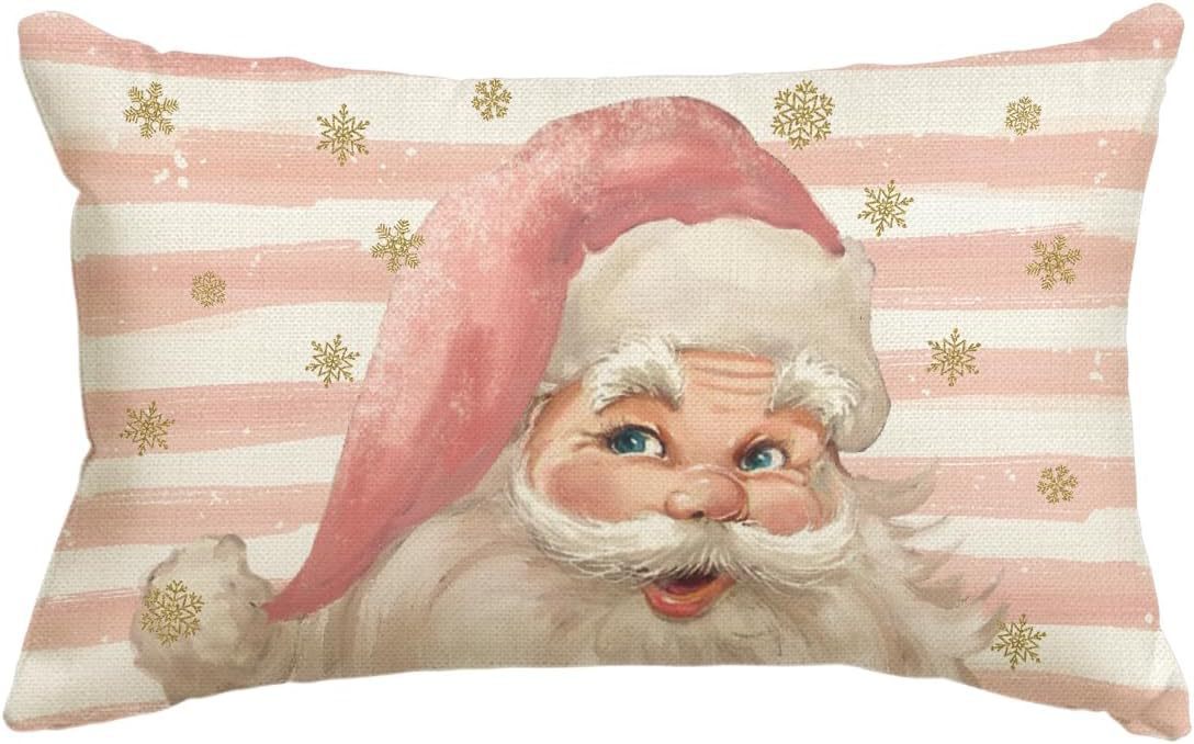 Funda de almohada de lino sencilla para Navidad, decoración para el sofá del hogar