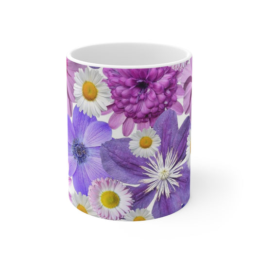 Purple Flowers - Inovax Ceramic Mug 11oz