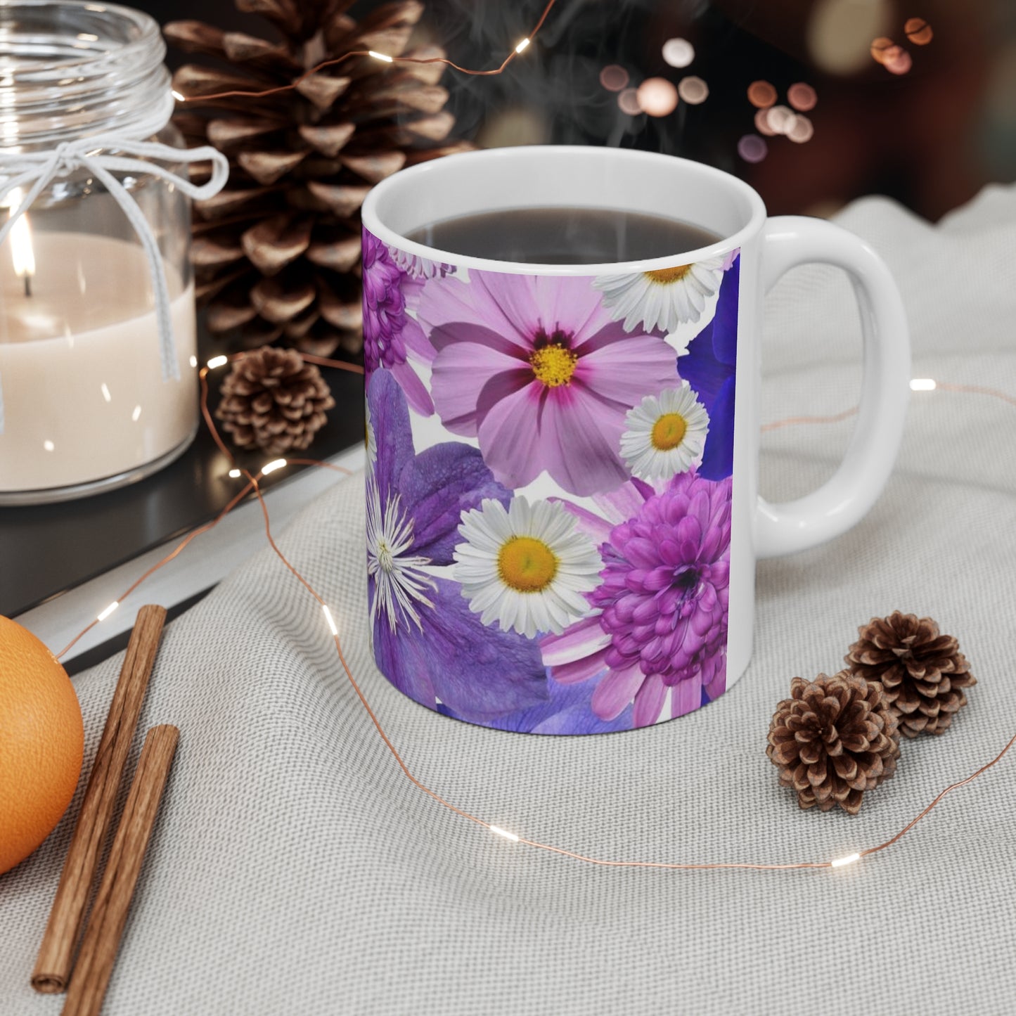 Purple Flowers - Inovax Ceramic Mug 11oz