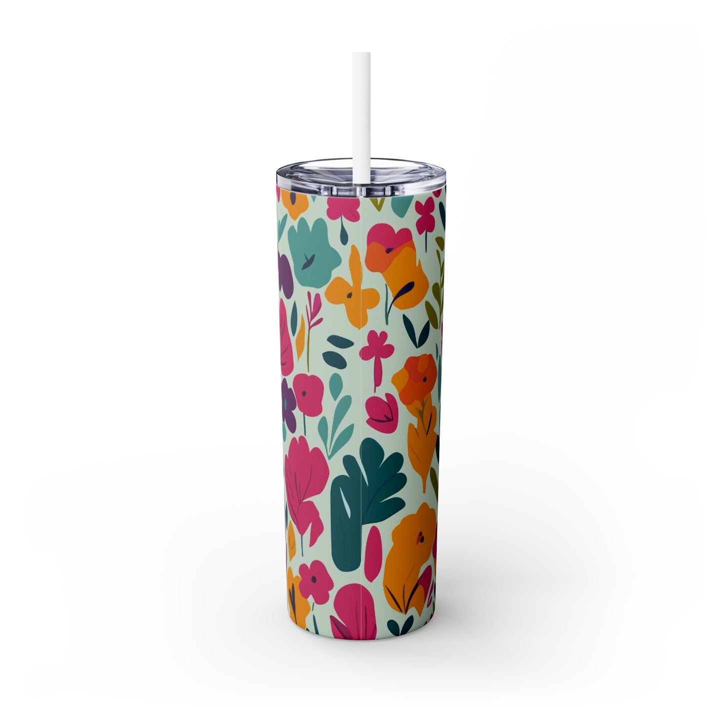 Fleurs claires - Inovax Maars® Skinny Tumbler avec Paille 20oz