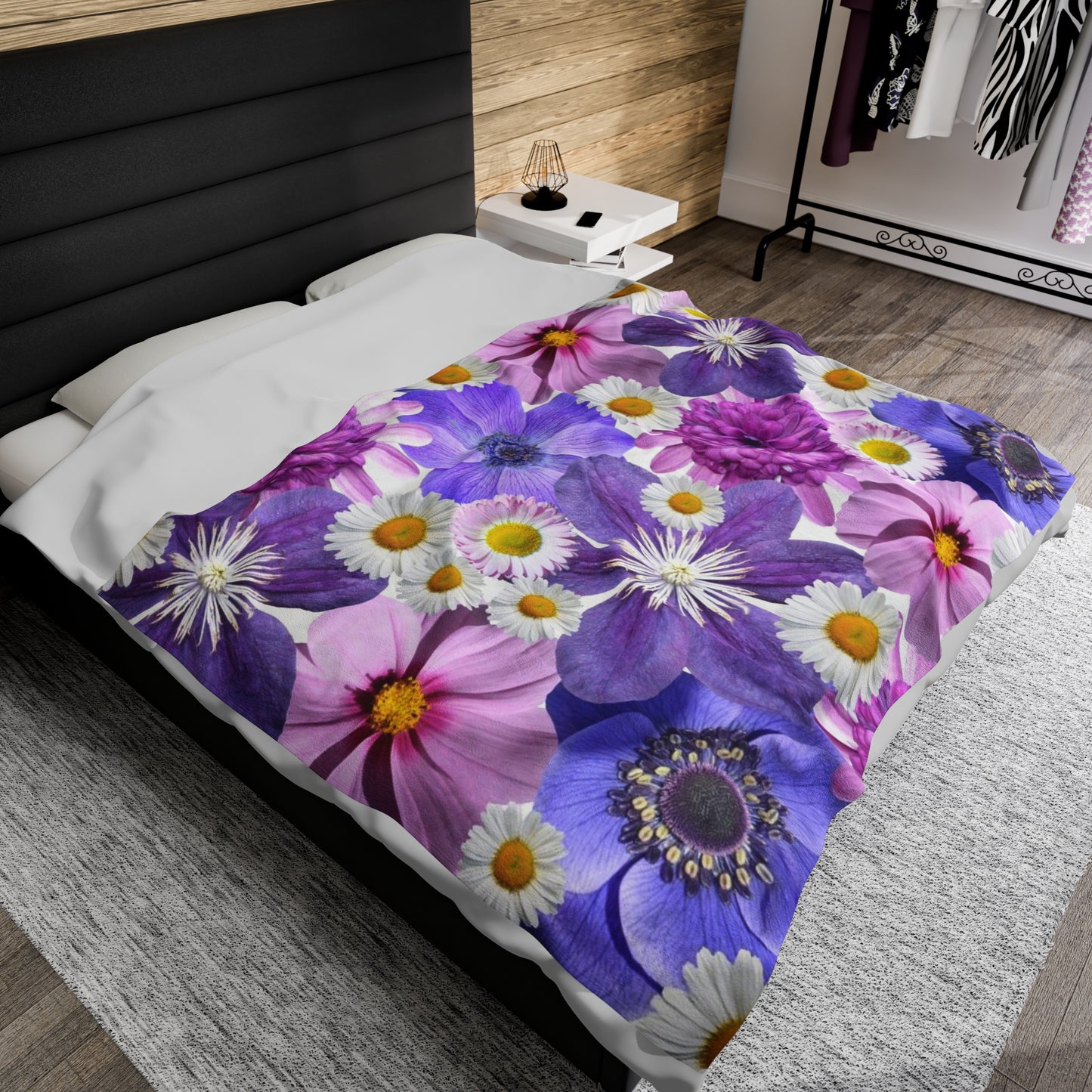 Fleurs violettes - Couverture en peluche Inovax Velveteen