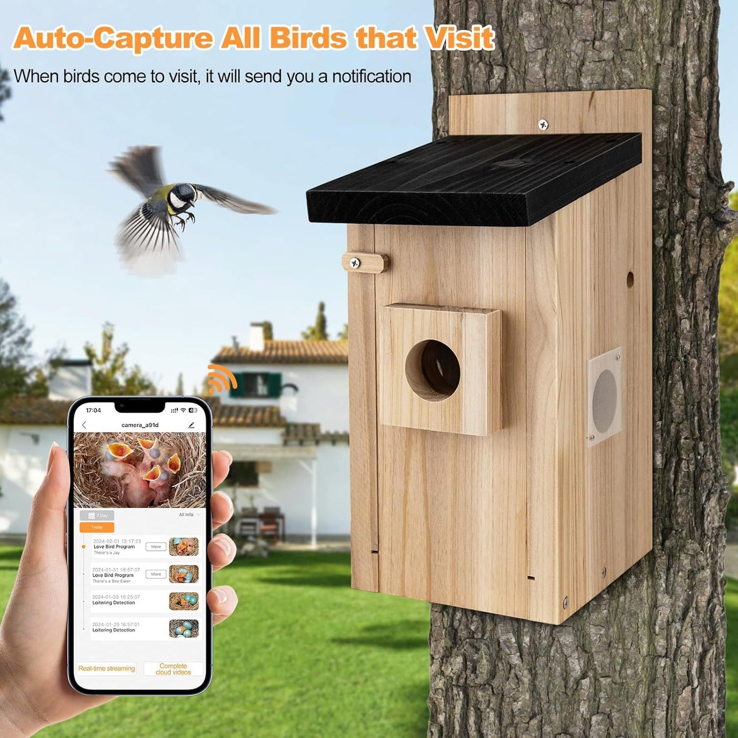 Casa para pájaros inteligente con cámara, cámara para pájaros de 3 MP para exteriores, captura automática de vídeos de aves y detección de movimiento, observe cómo anidan y eclosionan aves en tiempo real, regalo ideal para bricolaje