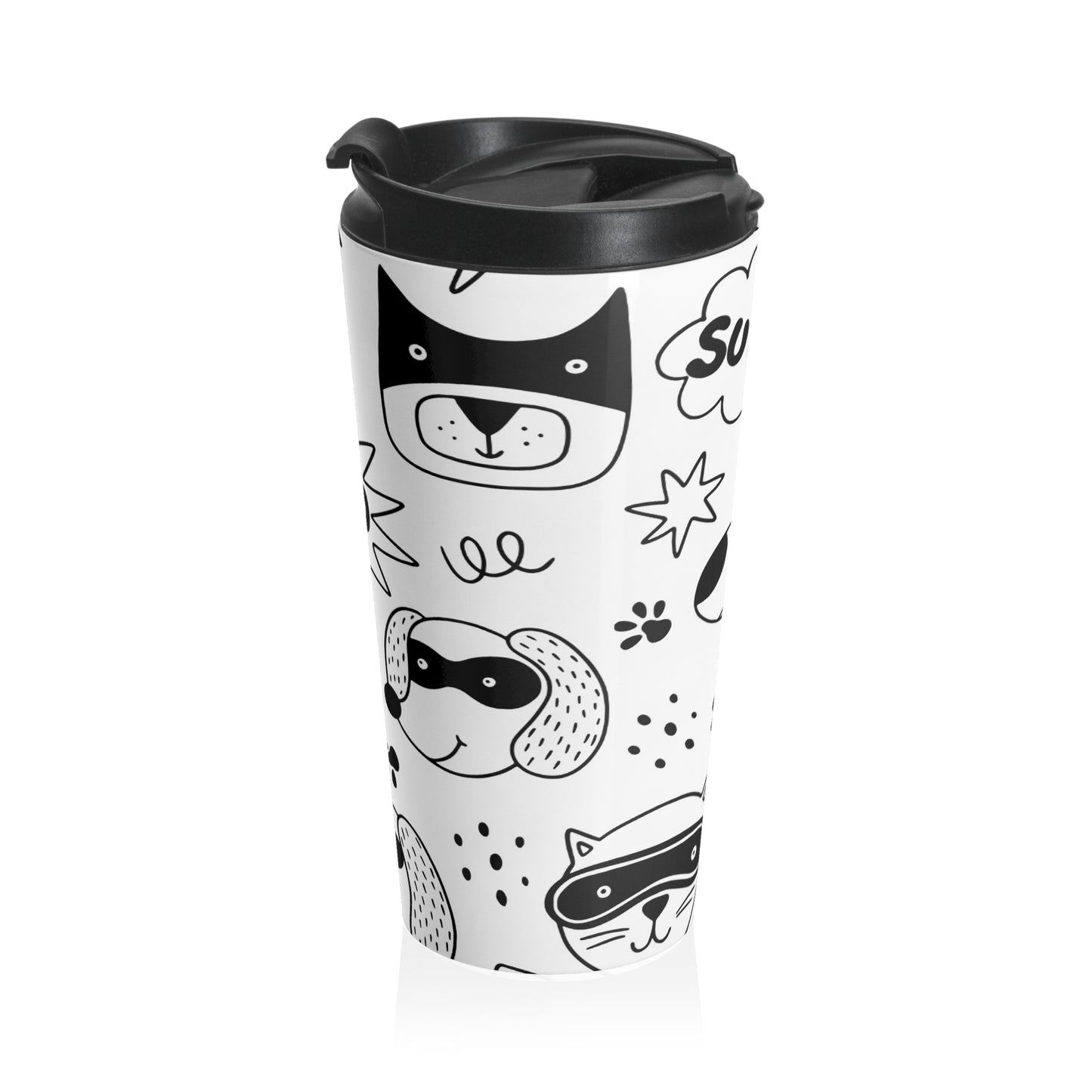 Doodle Chiens et Chats - Tasse de voyage en acier inoxydable Inovax