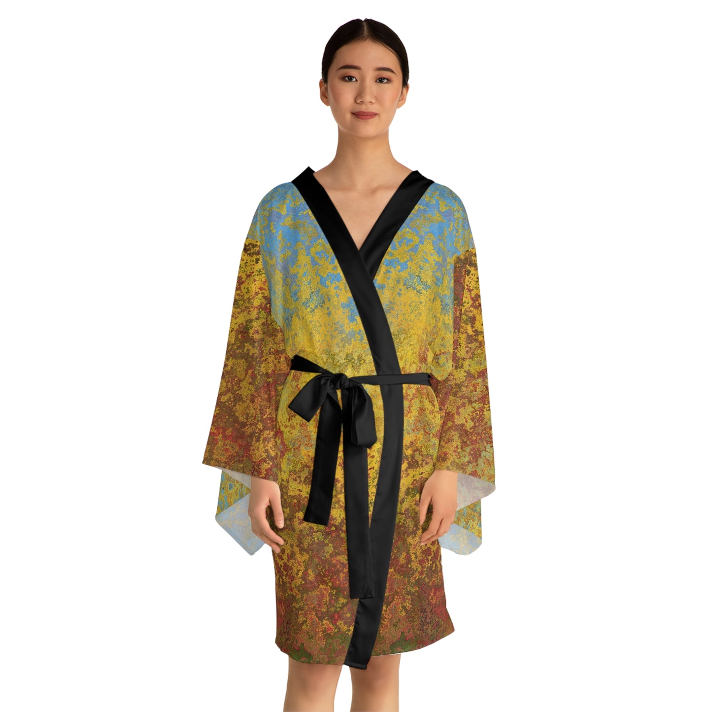 Taches dorées et bleues - Robe kimono à manches longues Inovax