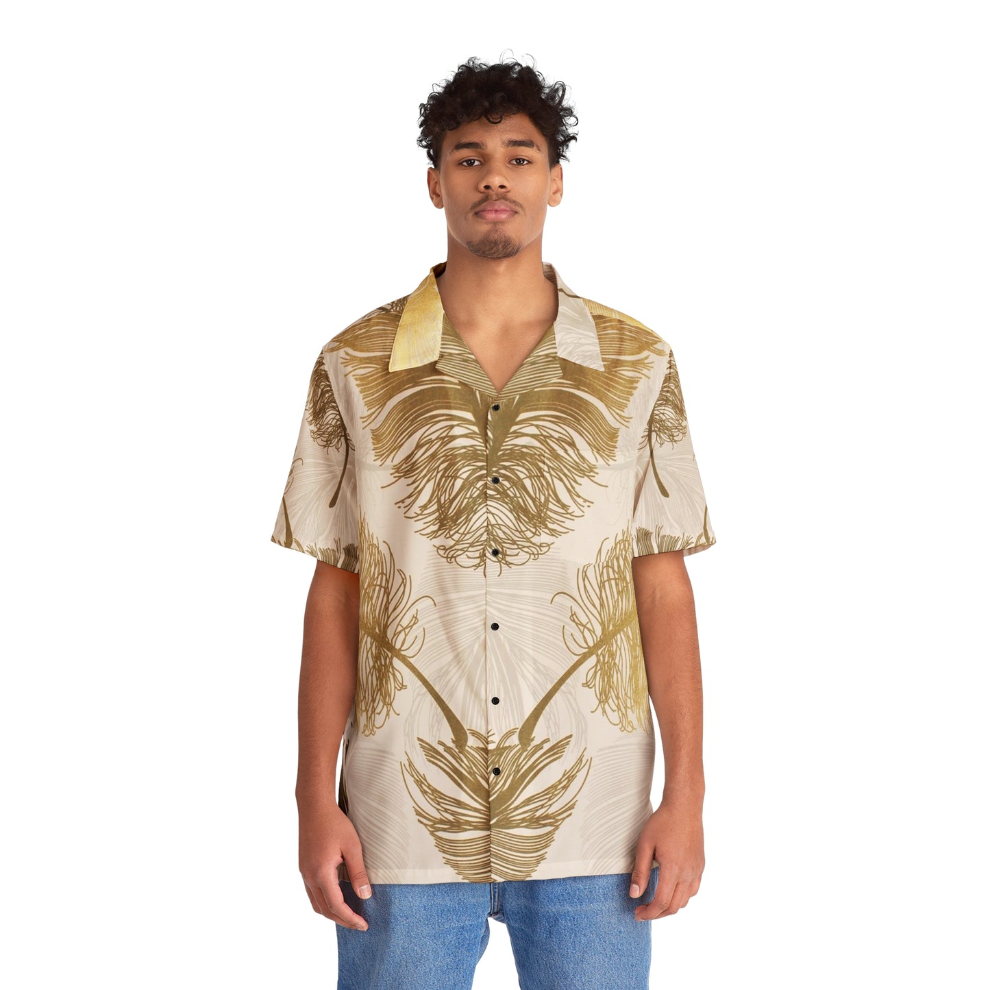 Plumes dorées - Chemise hawaïenne pour hommes Inovax