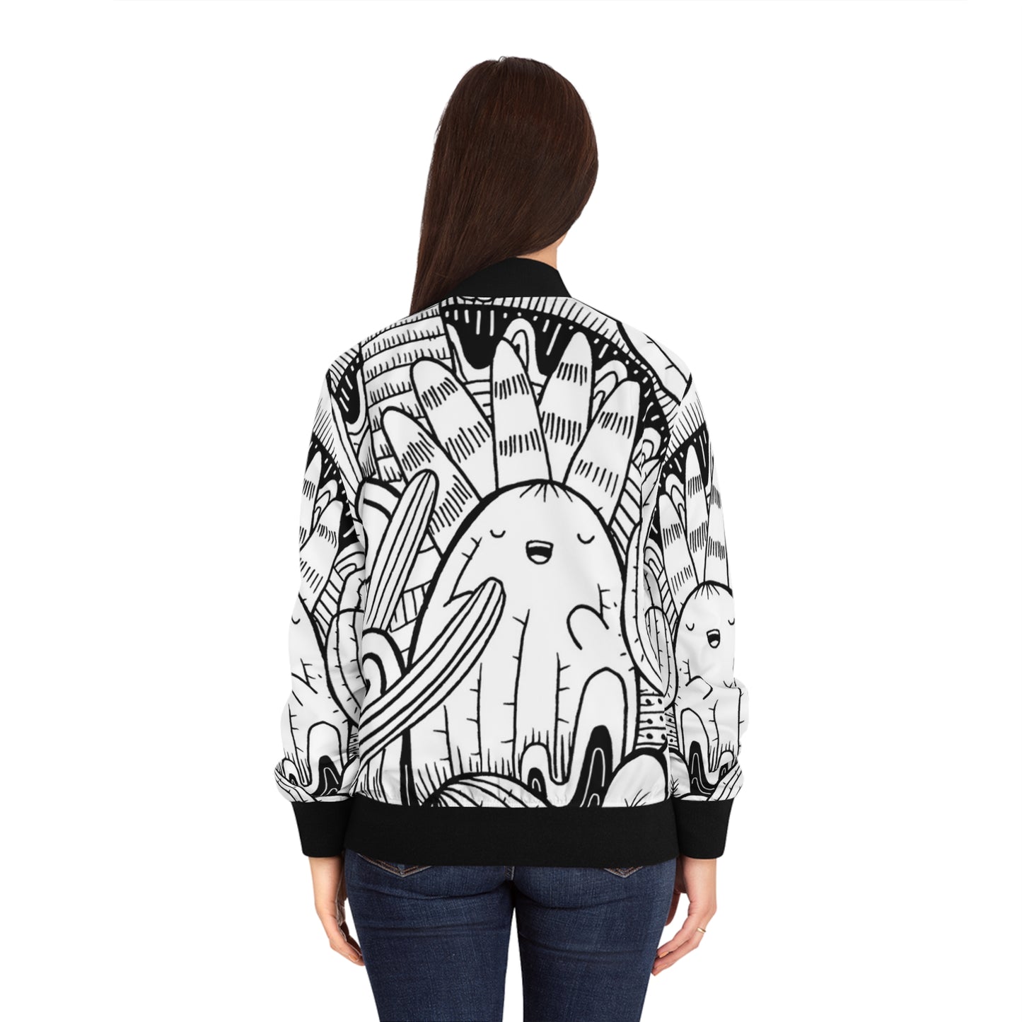 Doodle Cactus - Chaqueta bomber Inovax para mujer