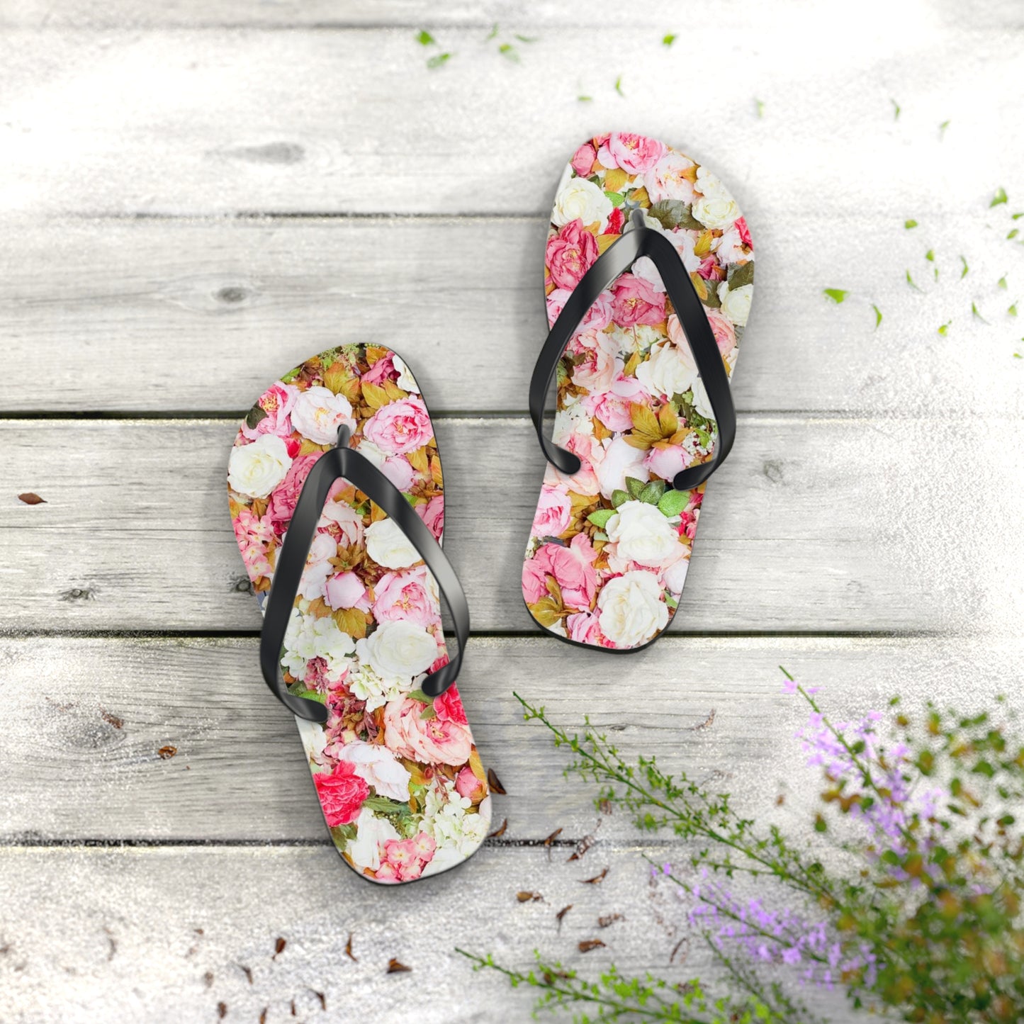 Pink Flowers - Inovax Flip Flops