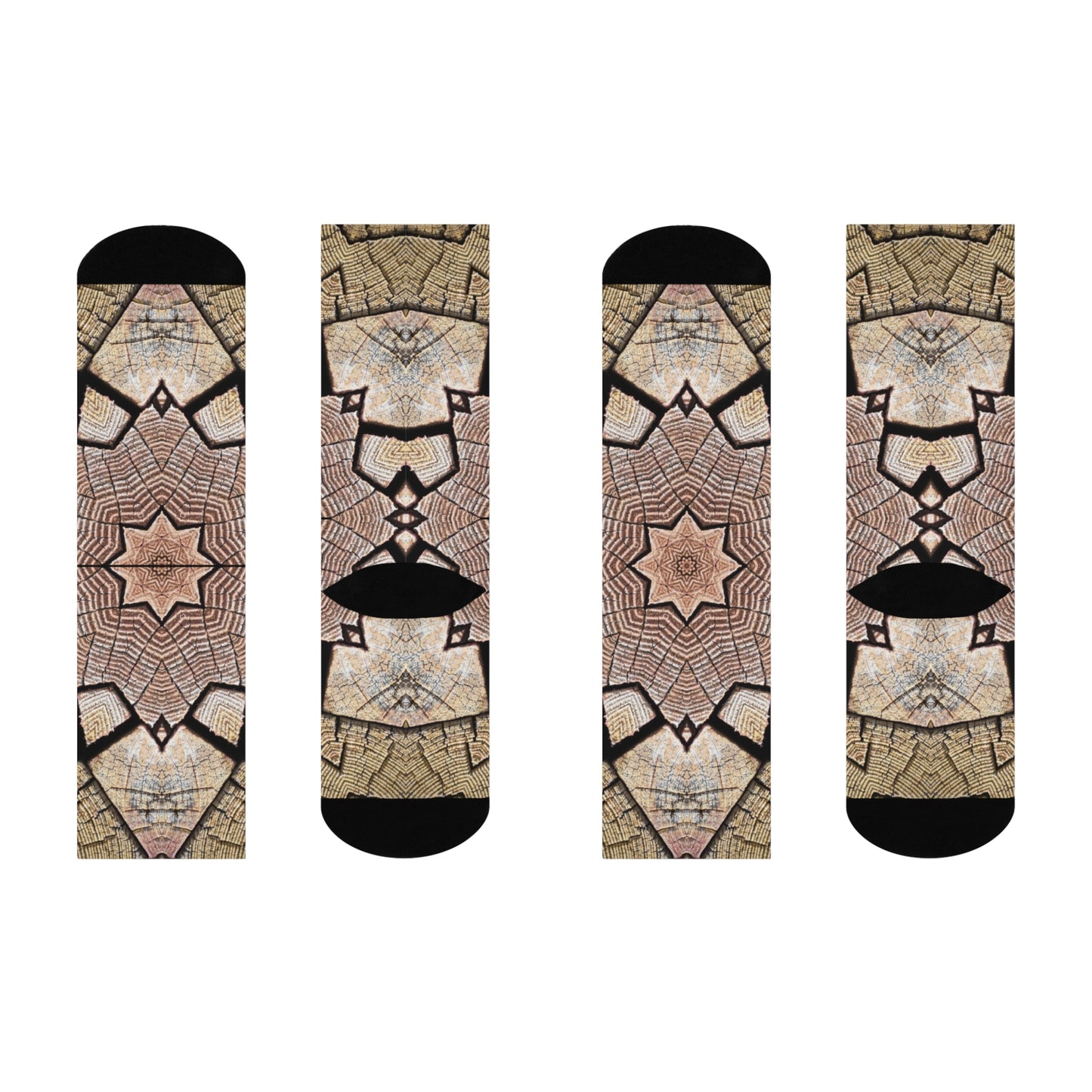 Brown Mandala - Inovax Cushioned Crew Socks