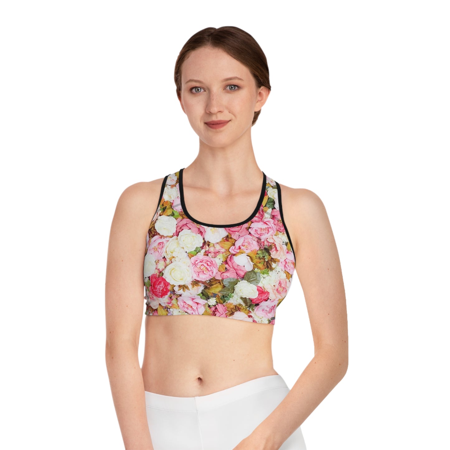 Pink Flowers - Inovax Sports Bra