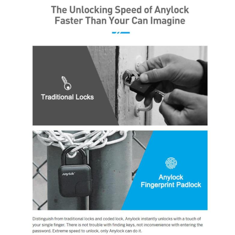 Cadenas étanche à empreintes digitales Smart Lock L3