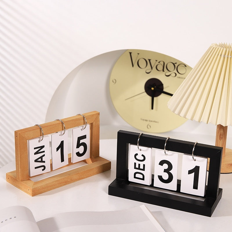 Creative Wooden Calendar Office Desktop Home Study Living Room Decoration