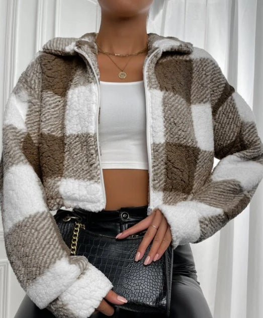 Women's Woolen Plaid Coat Autumn And Winter