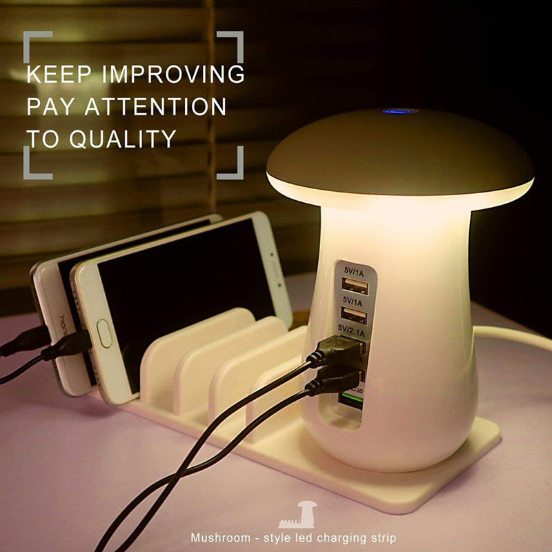 Lampe champignon multifonction 2 en 1, support de lampe LED, chargeur USB, fournitures de bureau et de maison