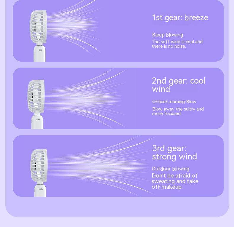 Ventilador de mano 2 en 1, fuente de alimentación de carga rápida, pequeño ventilador portátil de escritorio, miniventilador silencioso para el hogar