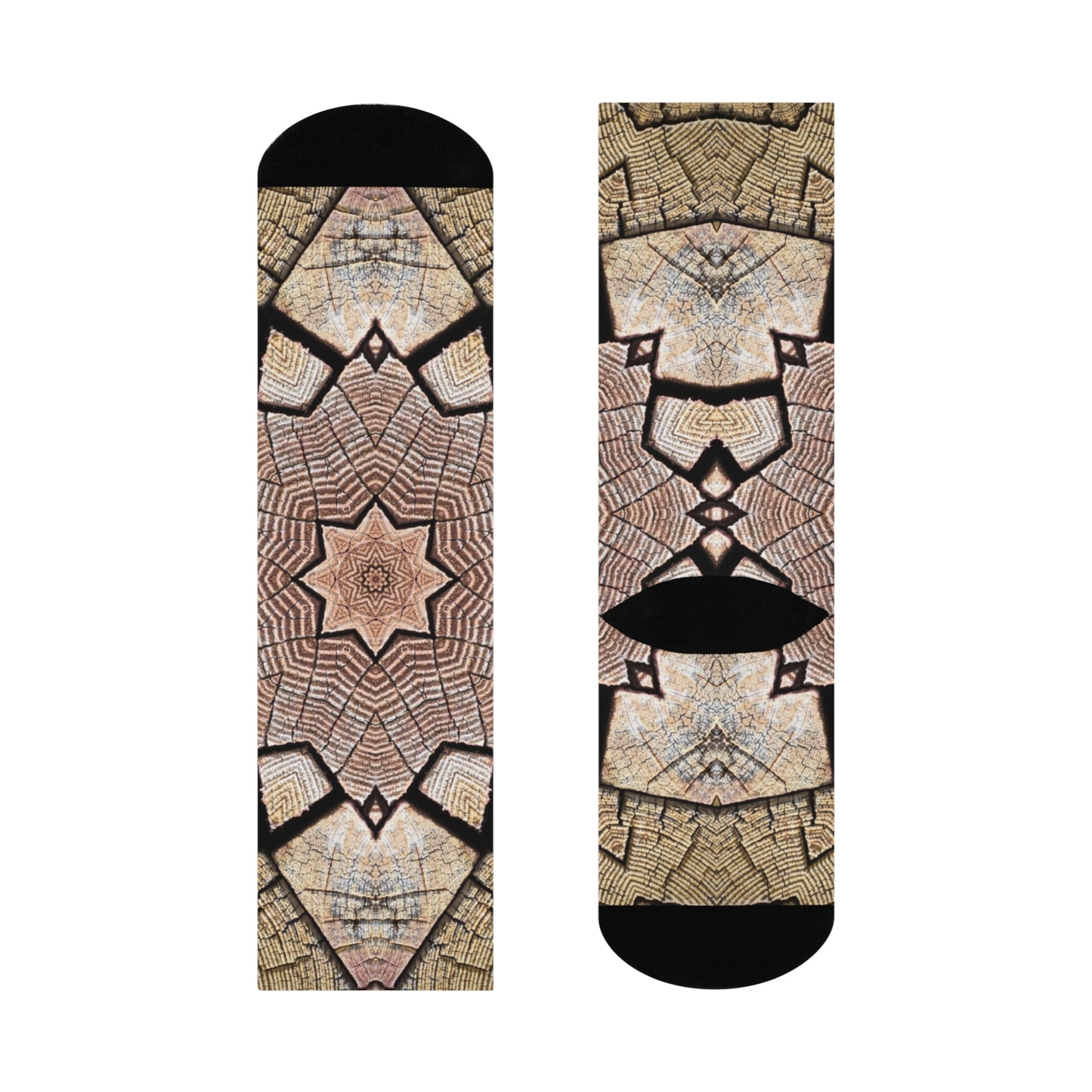 Brown Mandala - Inovax Cushioned Crew Socks