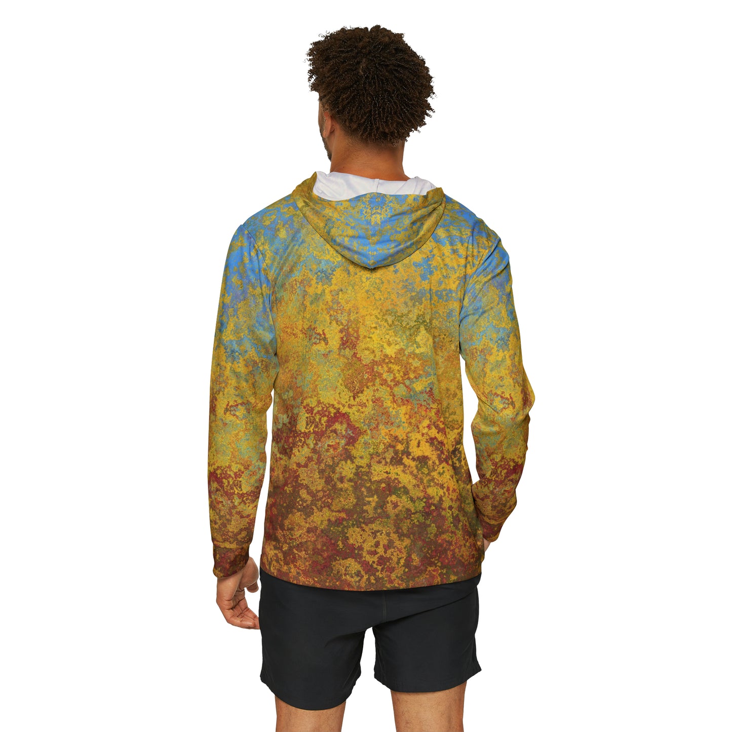 Manchas doradas y azules - Sudadera con capucha deportiva de calentamiento para hombre