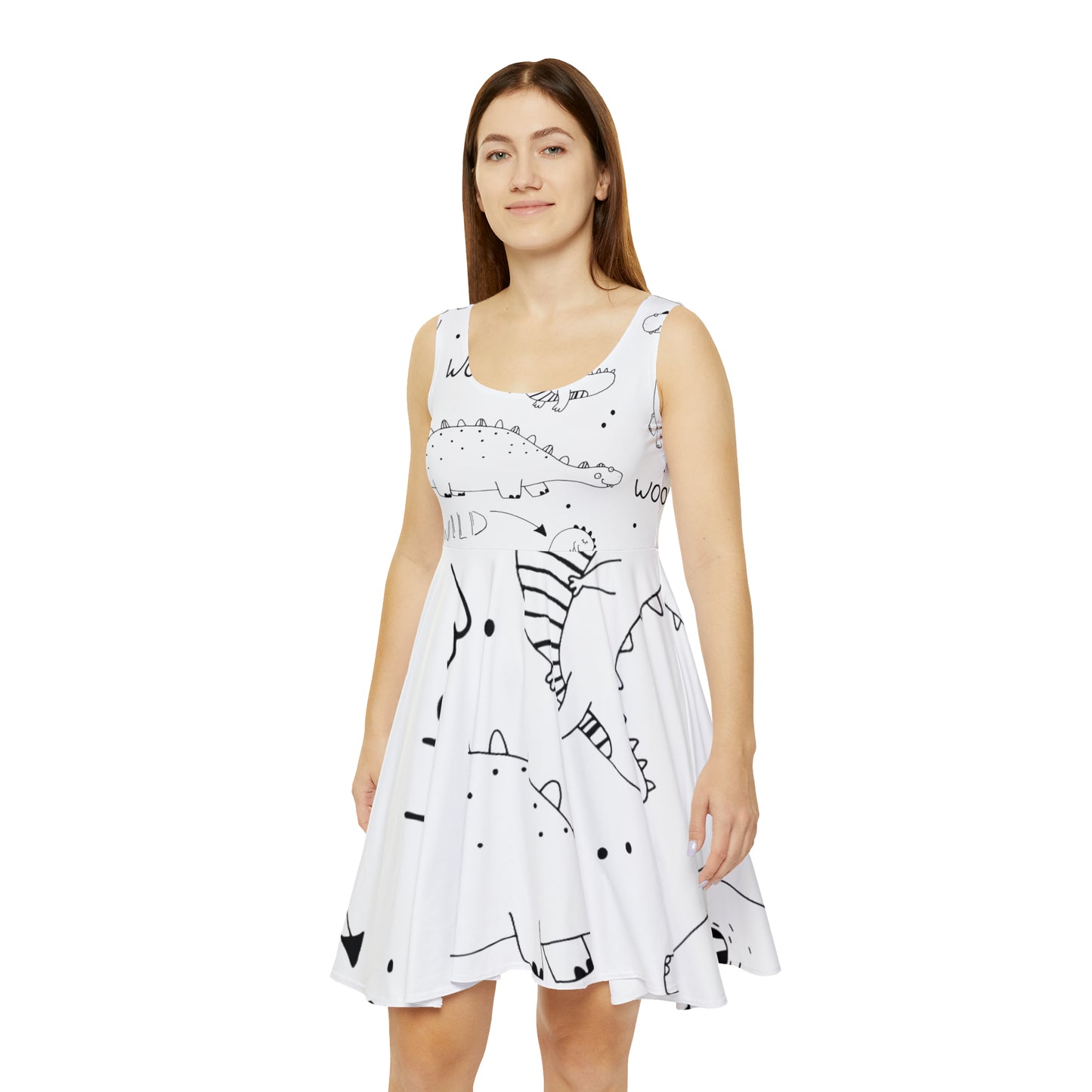 Doodle Dinosours - Vestido skater para mujer Inovax