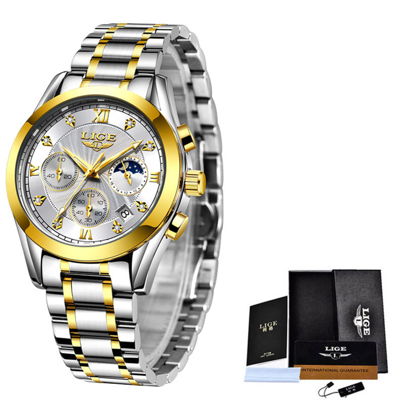 Stainless steel waterproof watch