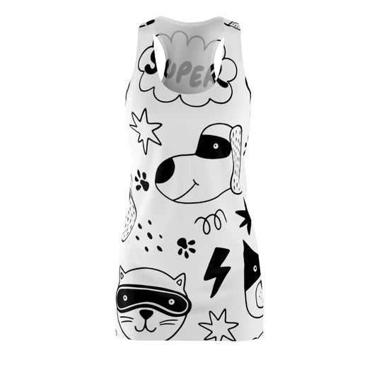 Doodle Dogs & Cats - Inovax Women's Cut & Sew Racerback Dress