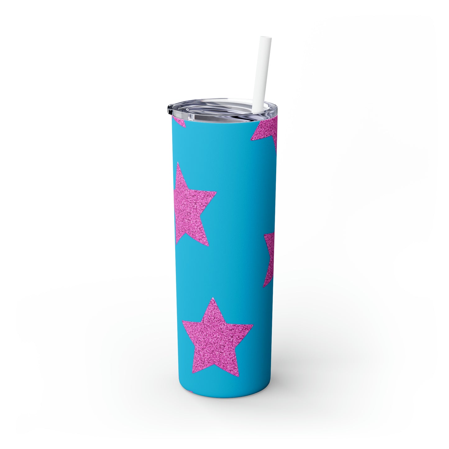 Pink Stars - Inovax Maars® Skinny Tumbler with Straw 20oz