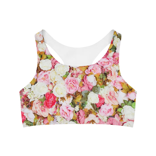 Pink Flowers - Inovax Seamless Sports Bra