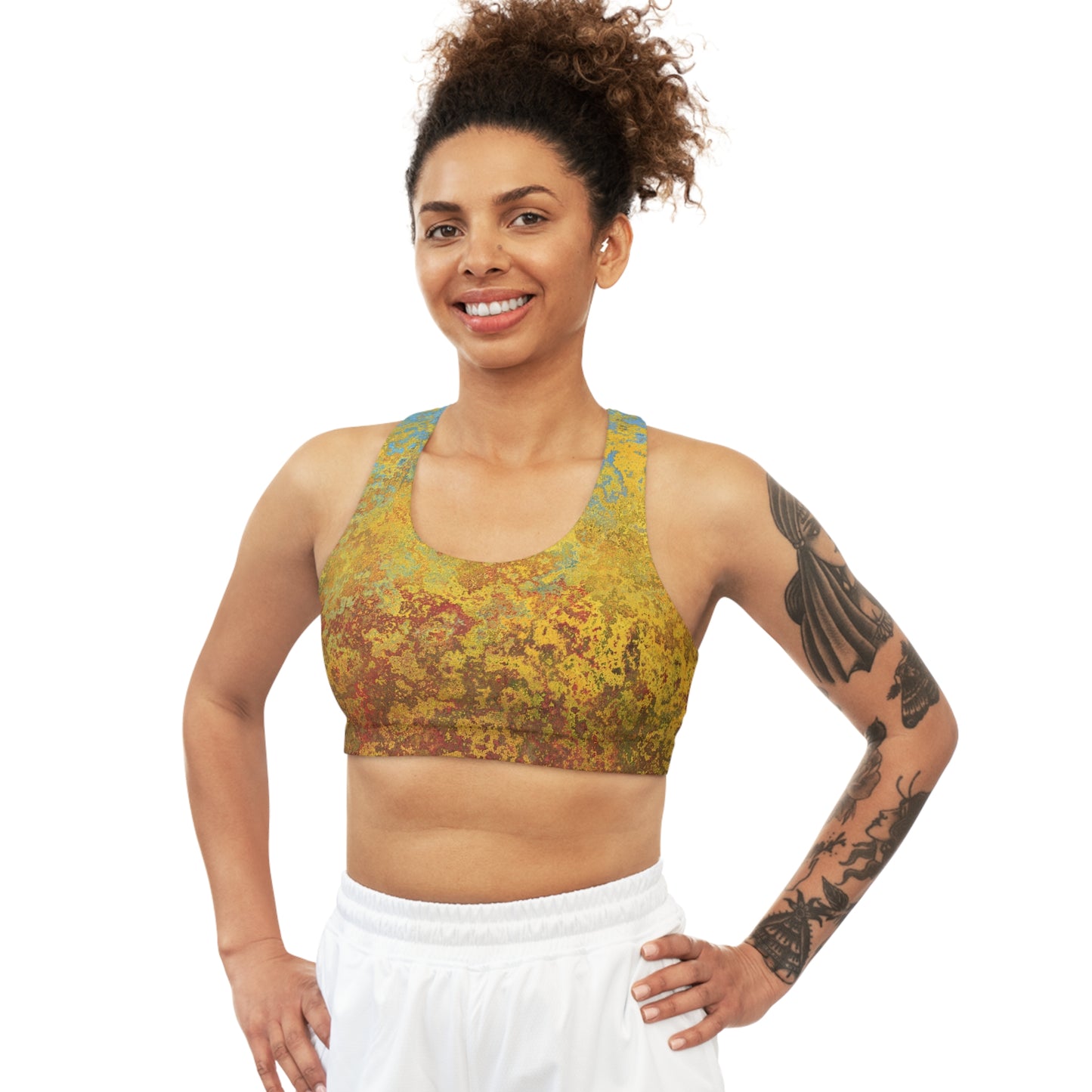 Gold and blue spots - Inovax Seamless Sports Bra