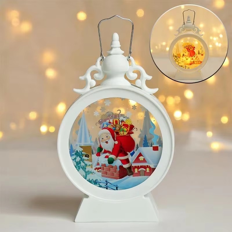 Christmas Lantern LED Lighted Snowman Lamp With Santa Claus Decorative Hanging Lanterns Christmas Snow Globes Gifts For Children